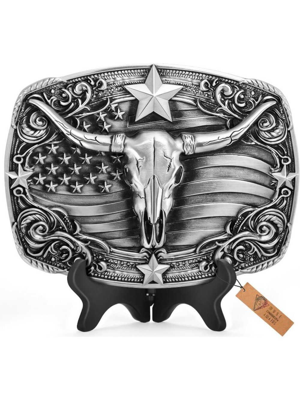 Men Bull Bronze Deer Western Cowboy Buckle for Men Women Belt